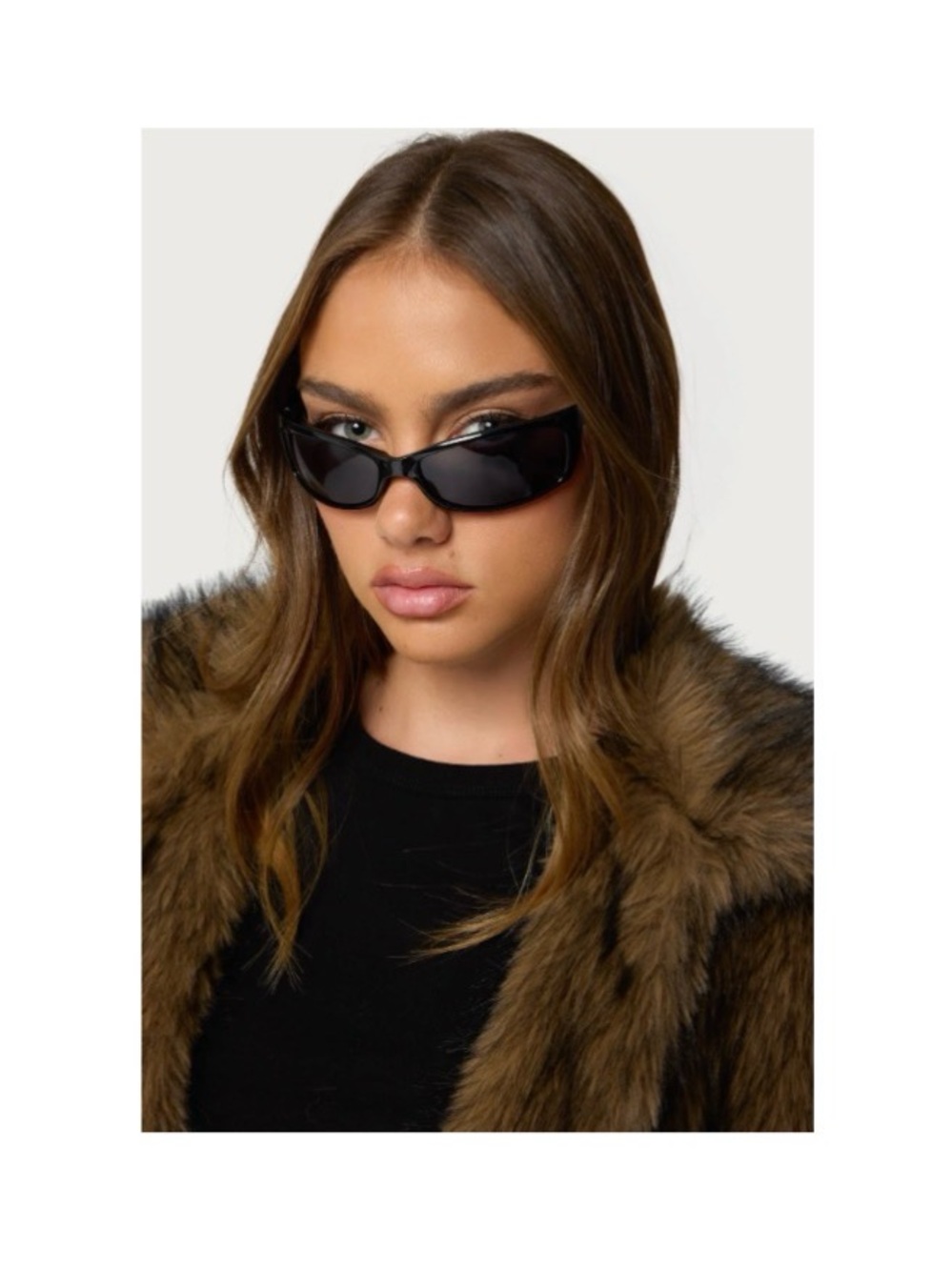 Black Slim Wrap Sunglasses